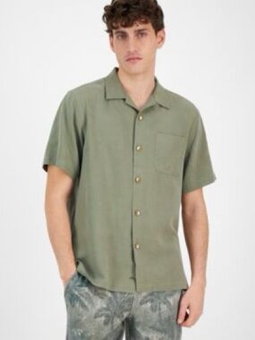 Tommy Bahama 100% Silk Men's Short-Sleeve Camp Shirt in Olive